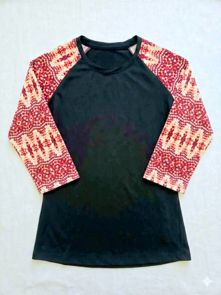 Red & Black Tribal Top